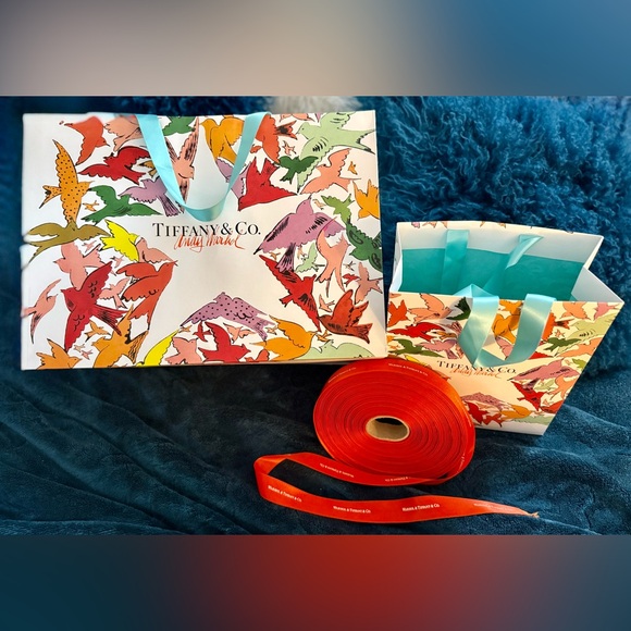 Tiffany & Co. x Andy Warhol 2 Gift Bag sz XL & M and HUGE Ribbon Roll BUNDLE - Picture 16 of 16